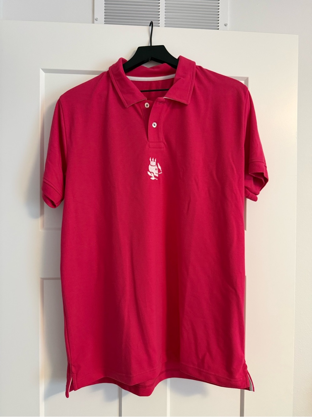 Men's Bright Pink Short-Sleeve Polo with Embroidered Logo
